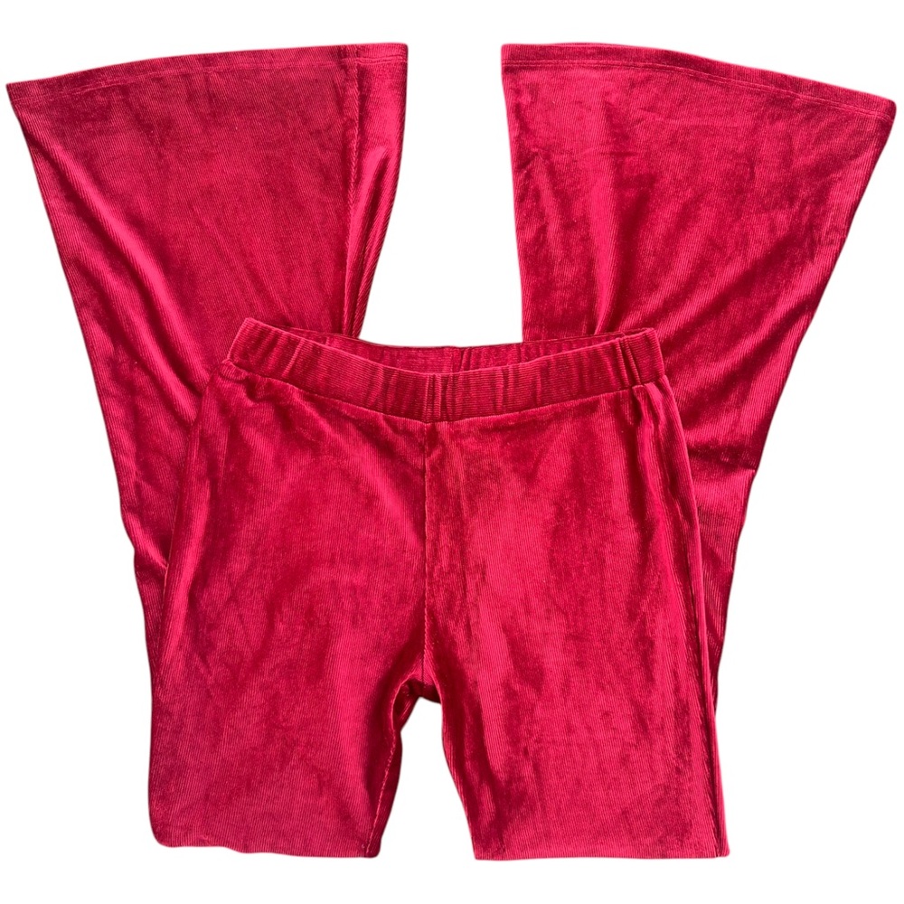 NWT Wine Red Velvet Flare Bell Bottom Pants